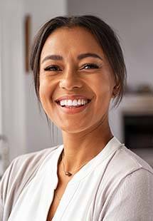 Closeup of woman smiling after sleep apnea treatment near Elk City