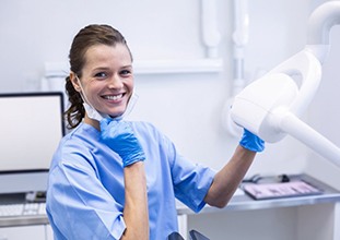 Dental hygienist smiles
