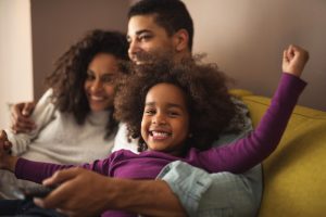 portrait of a family of three