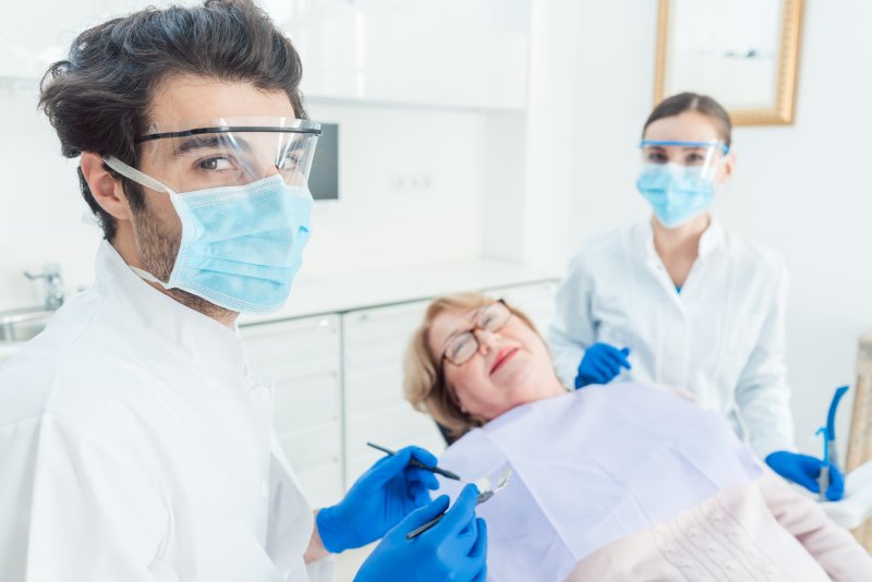 Dentist in North Raleigh wearing PPE